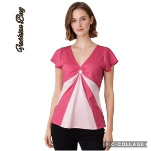 Fashion Bug top 2 tone pink  gathered center ring nwt's size lrg